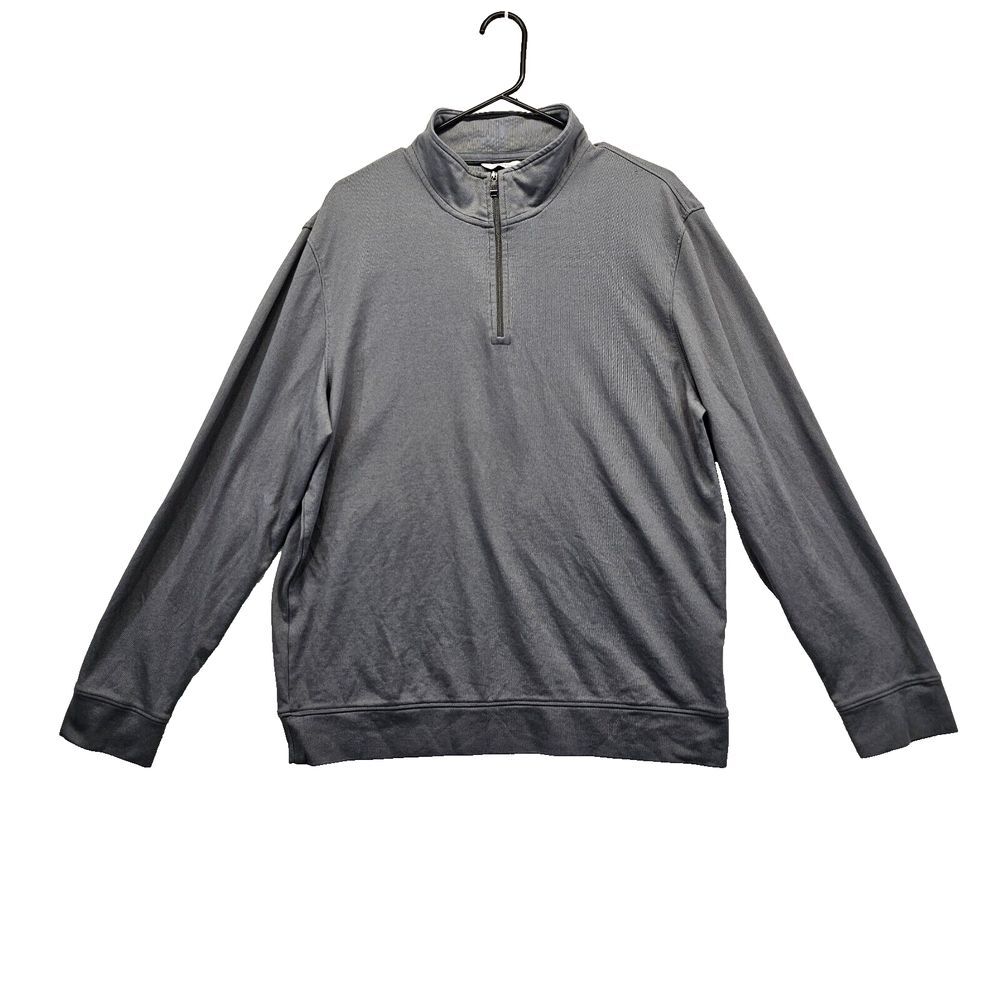 Calvin Klein Micro Check Pullover 1/4 Zip Long Sleeve Mock Neck Gray Mens Large‎